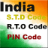 India STD,RTO and PIN Code icon