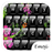 Theme Glass Black Flowers for Emoji Keyboard 3.0