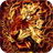 Lion out of flames icon