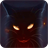 Cat with burning eyes icon