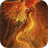 Dragon in fiery hands icon