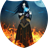 Witch on fire icon