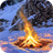 Bonfire in winter forest icon