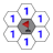 Minesweeper at hexagon icon