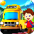 3D School Bus at Highway icon