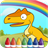 little dinosaur and coloring icon