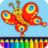 Animal drawing and coloring kids game icon