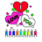 Coloring Book of love icon