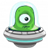 Flappy alien in a UFO icon